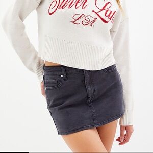 NWT PacSun Bella Black Mid Rise Denim Mini Skirt